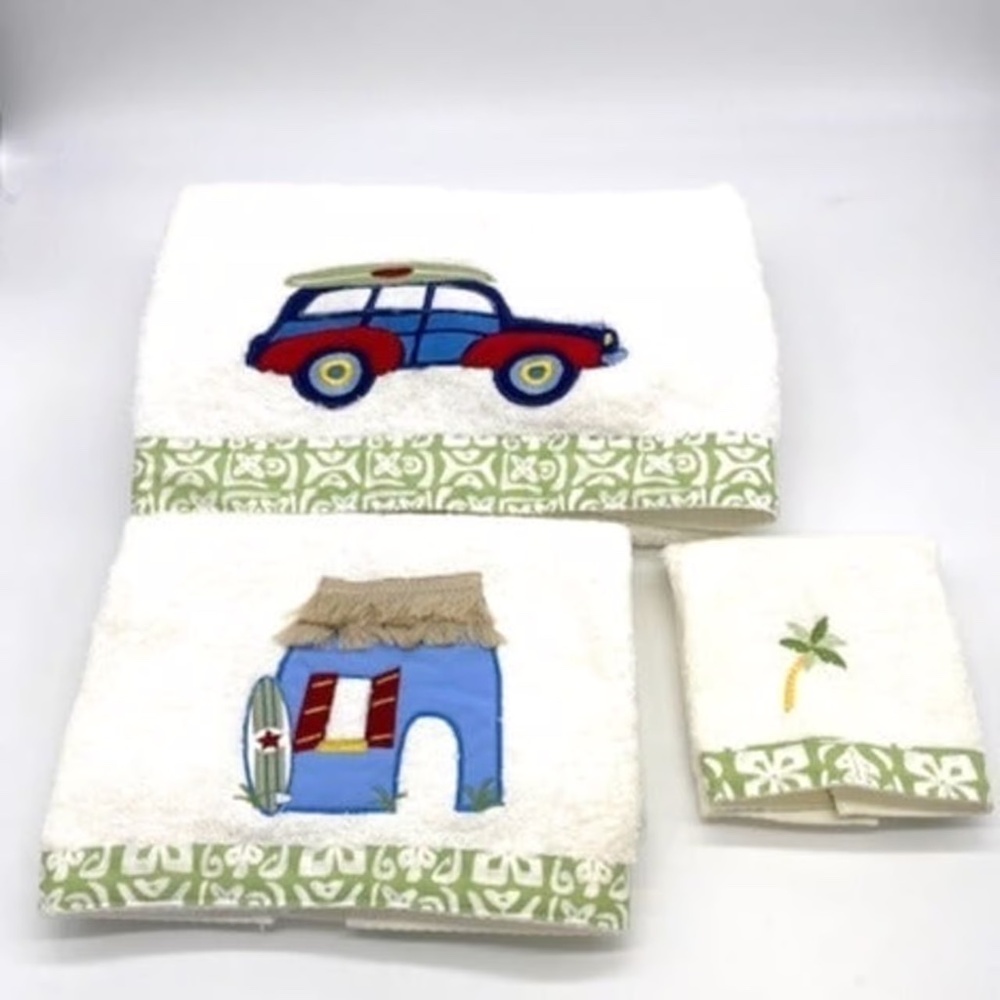 Pottery Barn Kids Woody Wagon Surf Bath Towels~Vintage~Rare~Set Of Six~Classic